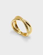 gold crossed dual band with tyre effect